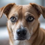 Dog with sad look in eyes