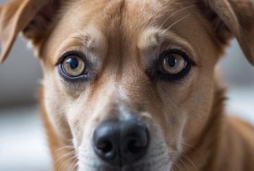 Dog with sad look in eyes