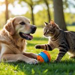 dog and cat playing together