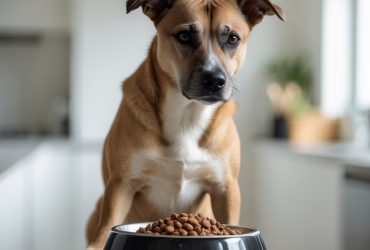 dog guarding food