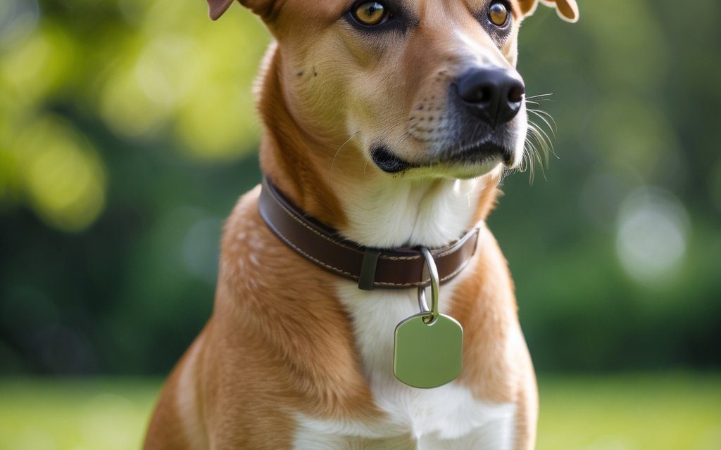 dog wearing dog tag