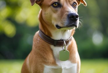 dog wearing dog tag