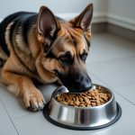 GSD eating kibble