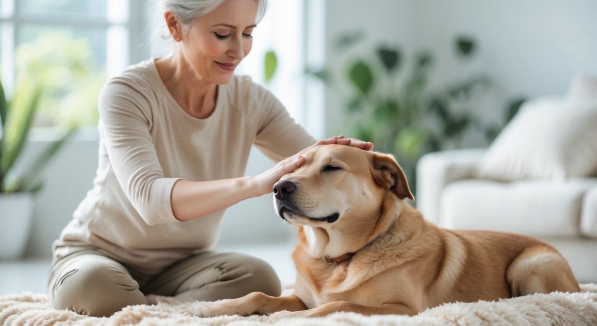 Dog receiving Reiki healing