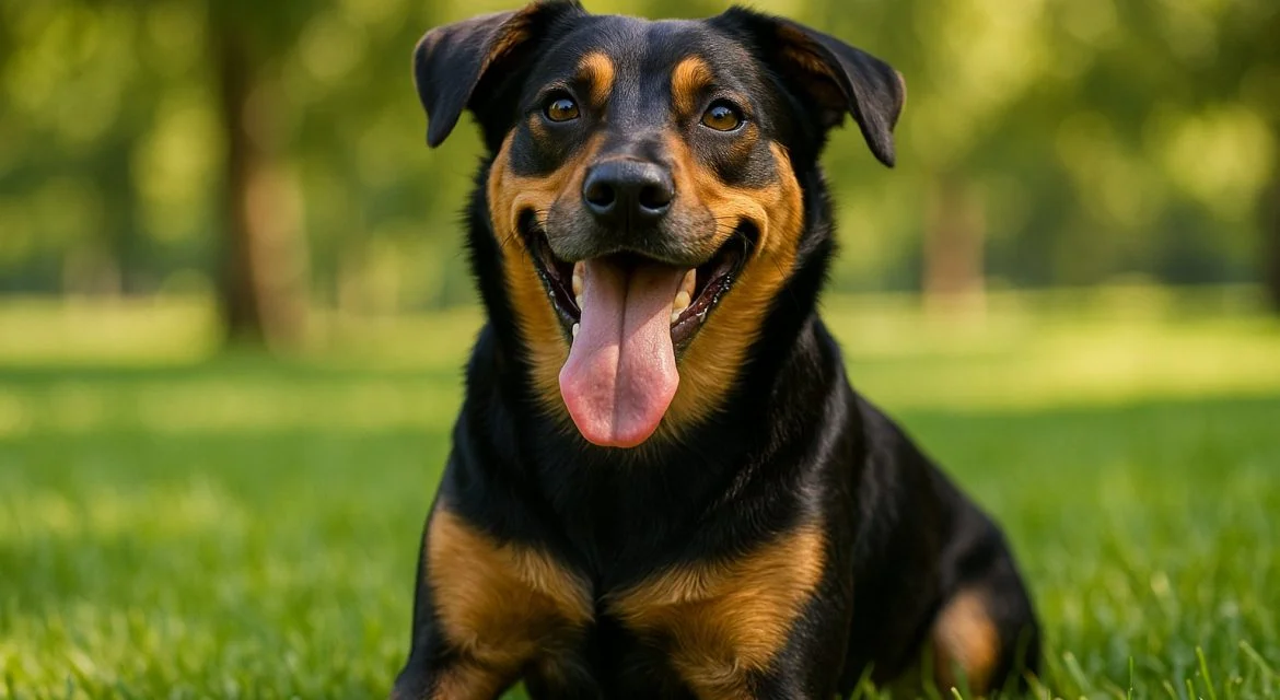 Rottweiller panting during heatwave